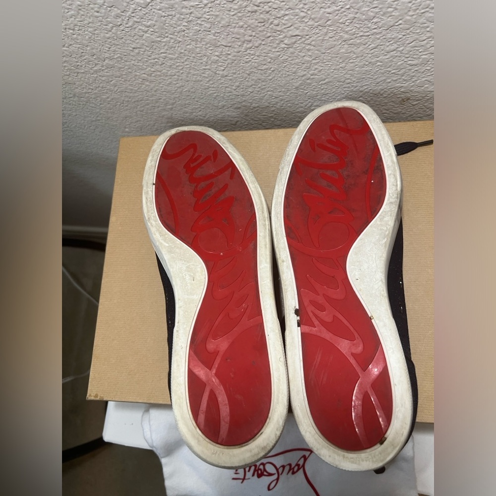❌SOLD❌ Christian Louboutin Navy Louis Junior Crystals Low-Top Sneakers SZ 47EU - Picture 10 of 12